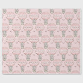 Papier Cadeau Ballon à air chaud rose Princesse Elephant (Plat)