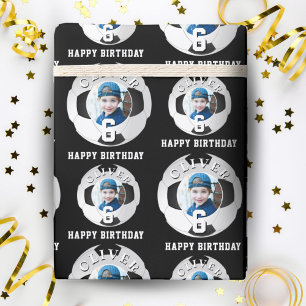 Papier Cadeau Ballon de Football Enfants Joyeux Anniversaire Âge