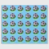 Papier Cadeau Ballon de football personnalisable sur l'herbe (Plat)