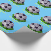 Papier Cadeau Ballon de football personnalisable sur l'herbe (Coin)