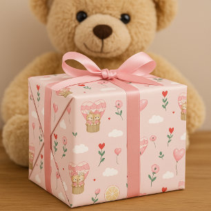 Papier Cadeau Ballon en montgolfière de l'ours en peluche Saint 