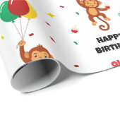 Papier Cadeau Ballon Singe Volant (Coin rond)