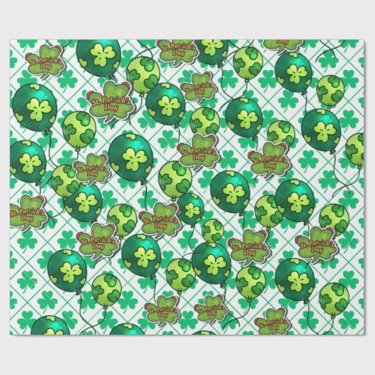 Papier Cadeau Ballon Trèfle Chanceux Design St-Patrick 🍀 (Plat)