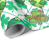 Papier Cadeau Ballon Trèfle Chanceux Design St-Patrick 🍀 (Coin rond)