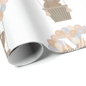 Papier Cadeau Ballons à air chaud de l'ours mou Monogramme Neutr (Coin rond)