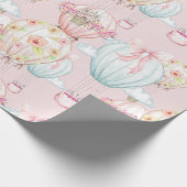 Papier Cadeau Ballons à air chauds chics floraux assez roses (Coin)