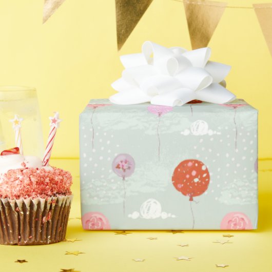 Papier Cadeau Ballons aquarelles (Fête d'anniversaire)