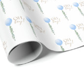 Papier Cadeau Ballons Bleu bébé garçon douche Invitation Oh garç (Coin rond)