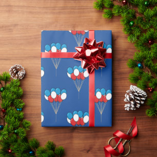 Papier Cadeau Ballons bleu blanc rouge Motif