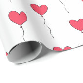Papier Cadeau Ballons cardiaques (Coin rond)