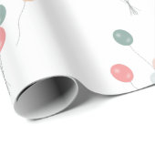 Papier Cadeau Ballons colorés Pastel Party (Coin rond)