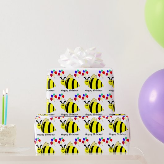 Papier Cadeau Ballons d'abeilles jaunes (Cadeaux de fête)