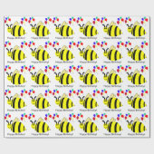 Papier Cadeau Ballons d'abeilles jaunes (Plat)