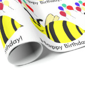Papier Cadeau Ballons d'abeilles jaunes (Coin rond)