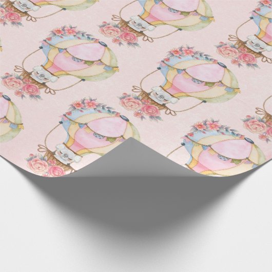 Papier Cadeau Ballons d'air chaud mignon avec enveloppement d'aq (Coin)