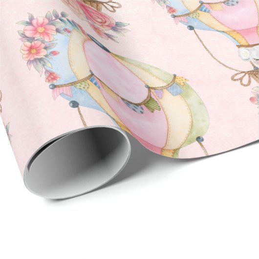 Papier Cadeau Ballons d'air chaud mignon avec enveloppement d'aq (Coin rond)