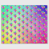 Papier Cadeau Ballons d'anniversaire avec Confetti sur arc-en-ci (Plat)