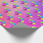 Papier Cadeau Ballons d'anniversaire avec Confetti sur arc-en-ci (Coin)