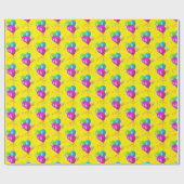 Papier Cadeau Ballons d'anniversaire avec confettis en jaune (Plat)