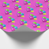 Papier Cadeau Ballons d'anniversaire avec confettis rose (Coin)