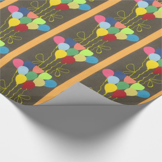 Papier Cadeau Ballons d'anniversaire colorés Design graphique (Coin)