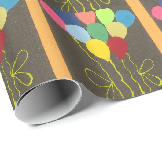 Papier Cadeau Ballons d'anniversaire colorés Design graphique (Coin rond)
