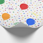 Papier Cadeau Ballons d'anniversaire confetti arc-en-ciel (Coin)