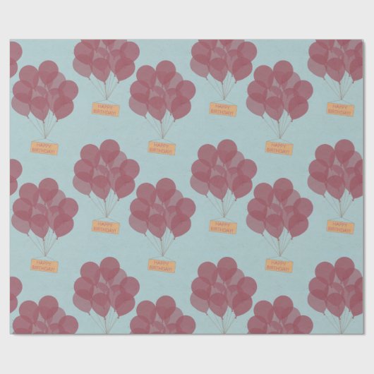 Papier Cadeau Ballons d'anniversaire heureux (Plat)