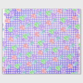 Papier Cadeau Ballons D'Anniversaire Sur Papier Violet En vichy  (Plat)