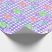 Papier Cadeau Ballons D'Anniversaire Sur Papier Violet En vichy  (Coin)