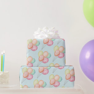 Papier Cadeau Ballons d'aquarelle en bleu