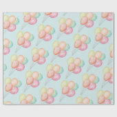 Papier Cadeau Ballons d'aquarelle en bleu (Plat)
