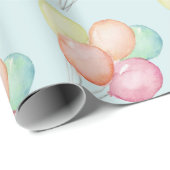 Papier Cadeau Ballons d'aquarelle en bleu (Coin rond)