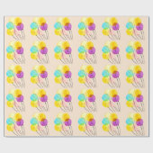 Papier Cadeau Ballons d'aquarelle pastel mignons (Plat)