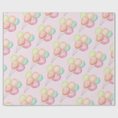 Papier Cadeau Ballons d'aquarelle rose (Plat)