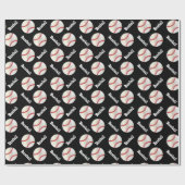 Papier Cadeau Ballons de baseball avec Arrière - plan noir (Plat)