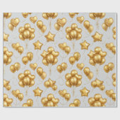 Papier Cadeau Ballons de Célébration Dorés Motif (Plat)