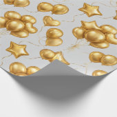 Papier Cadeau Ballons de Célébration Dorés Motif (Coin)
