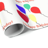 Papier Cadeau Ballons de fête d'anniversaire (Coin rond)