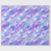 Papier Cadeau Ballons de fête d'anniversaire Turquoise violet mo (Plat)