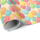 Papier Cadeau Ballons de fête de différentes couleurs (Coin rond)