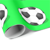 Papier Cadeau Ballons De Football Sur Un Arrière - plan Vert (Coin rond)