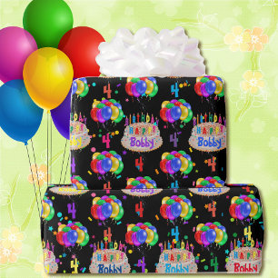 Papier Cadeau Ballons de gâteau d'anniversaire Personnaliser le