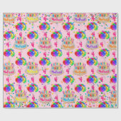 Papier Cadeau Ballons de gâteau d'anniversaire Personnalisez NOM (Plat)