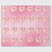 Papier Cadeau Ballons de Parti rose (Plat)