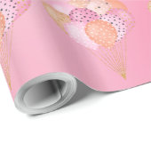 Papier Cadeau Ballons de Parti rose (Coin rond)