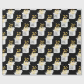 Papier Cadeau Ballons d'or 20e anniversaire en boîte blanche (Plat)