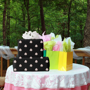 Papier Cadeau Ballons d'or noir rose