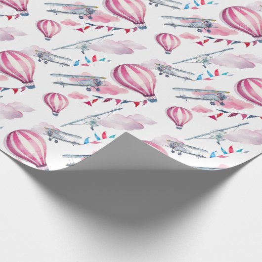 Papier Cadeau Ballons et biplans (Coin)
