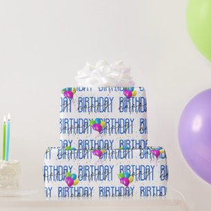 Papier Cadeau Ballons et Confettis Joyeux Anniversaire  